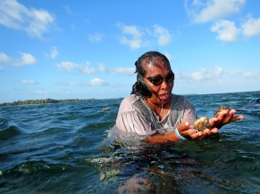 Sama Dilaut Woman Collecting Shellfish, Sampela, Indonesia